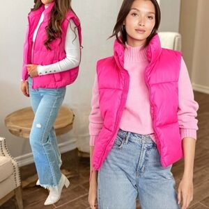 NOIZE Beatrix Ladies Hot Pink Short Oversized Puffer Vest